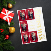 メリークリスマスモダン家族5フォトコラージュ金ゴールド 箔シーズンカード