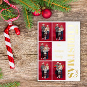 メリークリスマスモダン家族5フォトコラージュ金ゴールド 箔シーズンカード