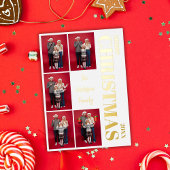 メリークリスマスモダン家族5フォトコラージュ金ゴールド 箔シーズンカード