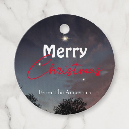 メリークリスマスモダン星空メッセージカード フェイバータグ (正面)
