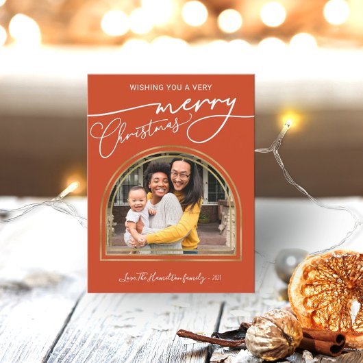 メリークリスマスモダン書道のアーチ枠 シーズンポストカード