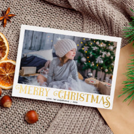 メリークリスマスモダン書道1枚フォトフォイル 箔シーズンカード