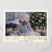 メリークリスマスモダン書道1枚フォトフォイル 箔シーズンカード (正面)