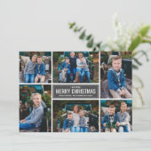 メリークリスマスモダン木炭グレー写真コラージュ シーズンカード (スタンド正面)