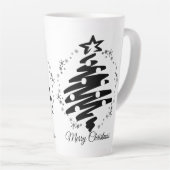 メリークリスマスモダン白黒ホリデイ カフェラテマグ (右アングル)