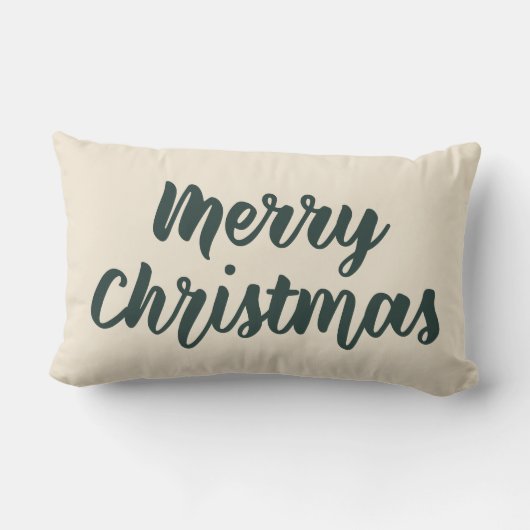 メリークリスマスモダン素朴シンプルのスクリプトグリーン ランバークッション (裏面)