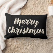 メリークリスマスモダン素朴シンプルのスクリプトブラック ランバークッション (ブランケット)