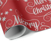 メリークリスマスモダン赤い書道台本 ラッピングペーパー (ロールコーナー)