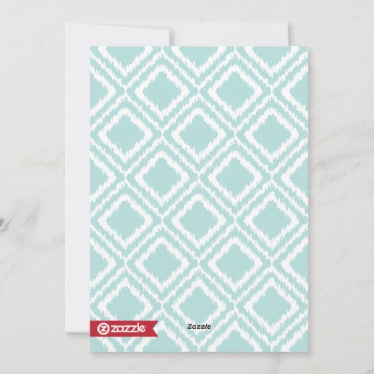 メリークリスマスモダン赤と青のイカット写真 シーズンカード (裏面)