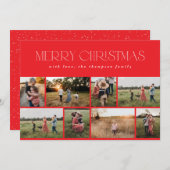 メリークリスマスモダン赤ミニマル八色写真 シーズンカード (正面/裏面)