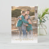 メリークリスマスモダン金ゴールドスエレガントクリプトの写真 シーズンカード (スタンド正面)