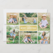 メリークリスマスモダン金ゴールド写真コラージュ シーズンカード (正面)