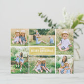 メリークリスマスモダン金ゴールド写真コラージュ シーズンカード (スタンド正面)