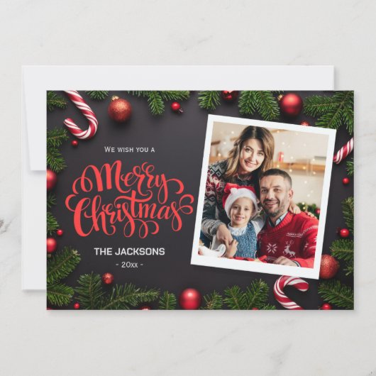 メリークリスマスモダン1フォトフェスティバル要素 シーズンカード (正面)