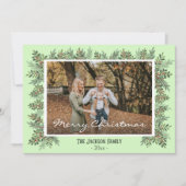 メリークリスマスモダン1家族のフォトベリーアクセント シーズンカード (正面)