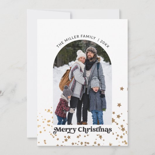 メリークリスマスモダン4つの写真コラージュ シーズンカード (正面)