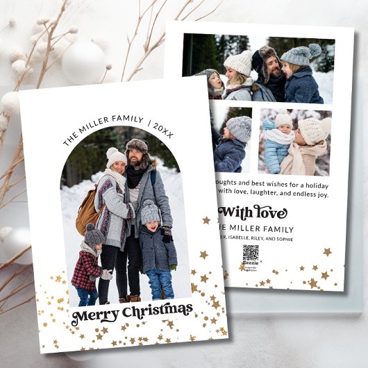 メリークリスマスモダン4つの写真コラージュ シーズンカード