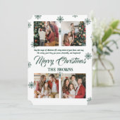 メリークリスマスモダン4枚のコラージンググリーン シーズンカード (スタンド正面)