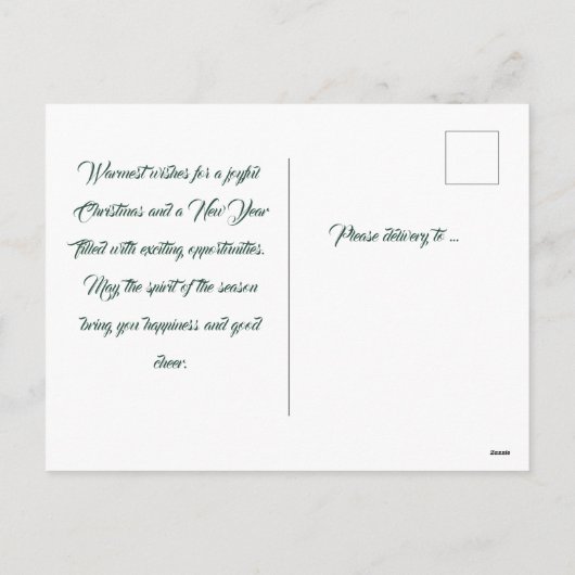 メリークリスマスモダン4枚のコラージンググリーン シーズンポストカード (裏面)