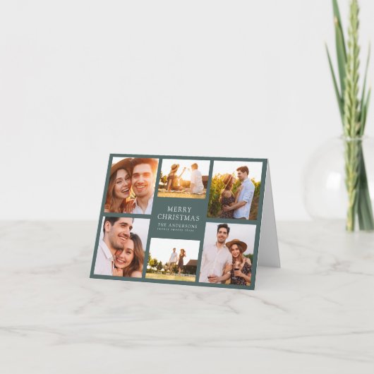 メリークリスマスモダン6フォトコラージュ シーズンカード (正面)