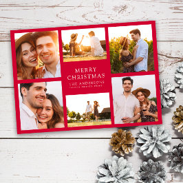 メリークリスマスモダン6フォトコラージュ シーズンカード