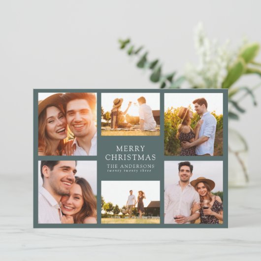 メリークリスマスモダン6フォトコラージュ シーズンカード (スタンド正面)