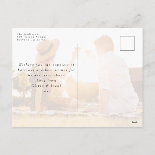 メリークリスマスモダン6フォトコラージュ シーズンポストカード (裏面)