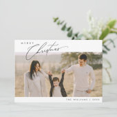 メリークリスマスモダン、ミニマル家族写真 シーズンカード (スタンド正面)