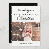 メリークリスマスモノクロとドット付き写真 シーズンカード (正面/裏面)