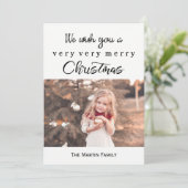 メリークリスマスモノクロとドット付き写真 シーズンカード (スタンド正面)