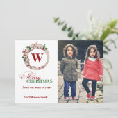 メリークリスマスモノグラムファミリーフォトカード シーズンカード (スタンド正面)