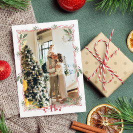 メリークリスマスモノグラムホリーベリーの写真 シーズンカード