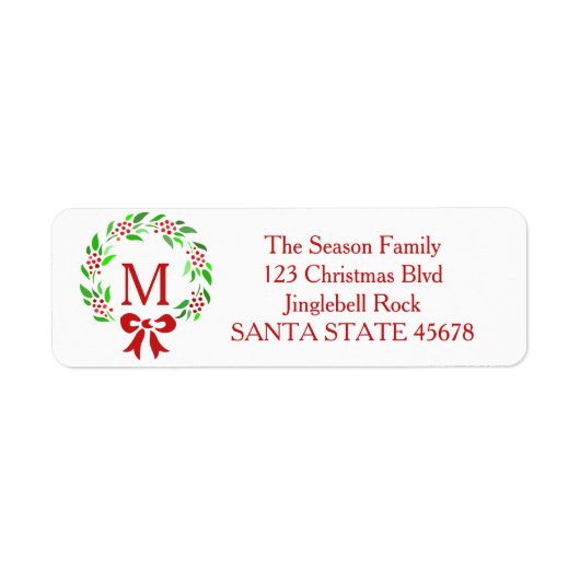 メリークリスマスモノグラムリースラベル ラベル (正面)