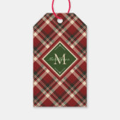 メリークリスマスモノグラムレッドプレイドクリスマス ギフトタグ (正面)