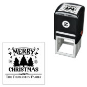 メリークリスマスモミの木の雪の結晶ファミリー名 セルフインキングスタンプ (インサイチュ)