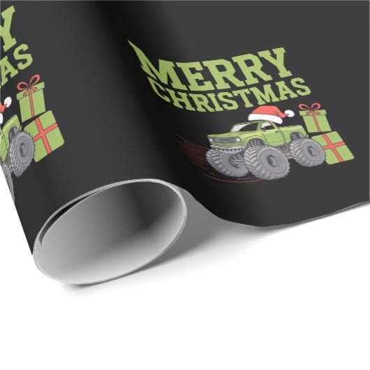 メリークリスマスモンスタートラック幼児の男の子クリスマス ラッピングペーパー (ロールコーナー)