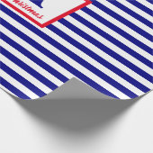 メリークリスマスモ航海のノグラムレッドブルーホワイト ラッピングペーパー (角)