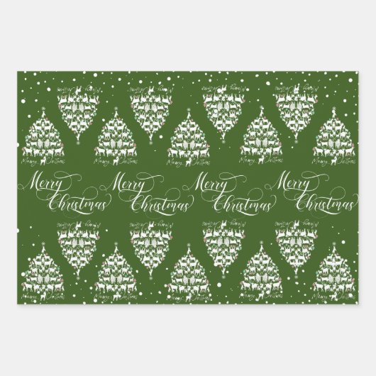 メリークリスマスヤギのクリスマスツリー ラッピングペーパーシート (正面3)