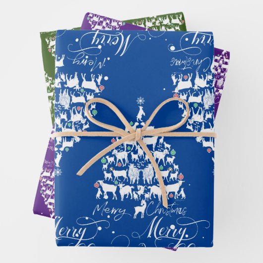 メリークリスマスヤギのクリスマスツリー ラッピングペーパーシート (インサイチュ)