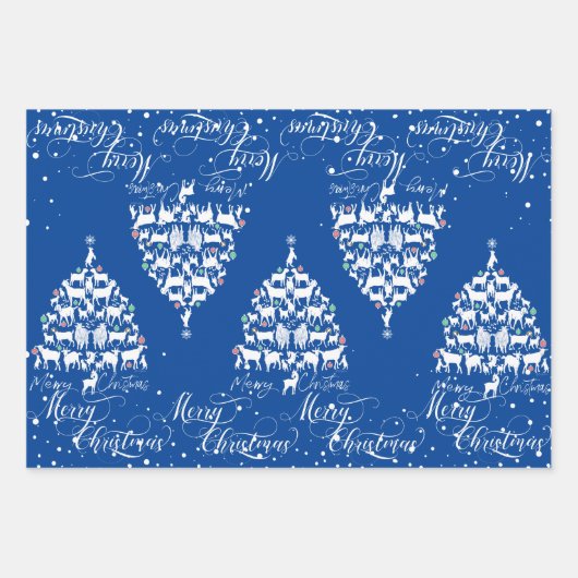 メリークリスマスヤギのクリスマスツリー ラッピングペーパーシート (正面)