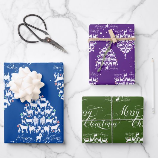 メリークリスマスヤギのクリスマスツリー ラッピングペーパーシート (正面)