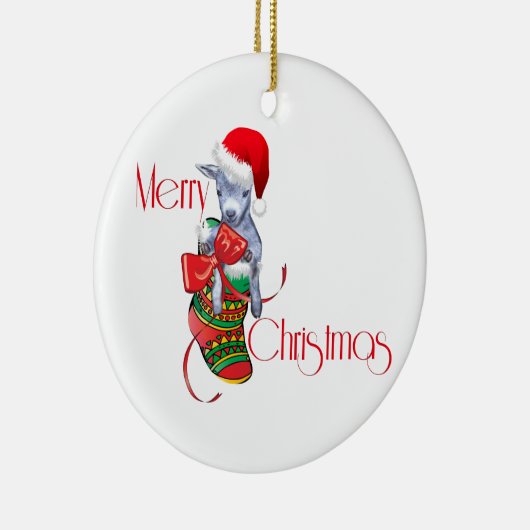 メリークリスマスヤギベビーストッキングオーナメント セラミックオーナメント (右)