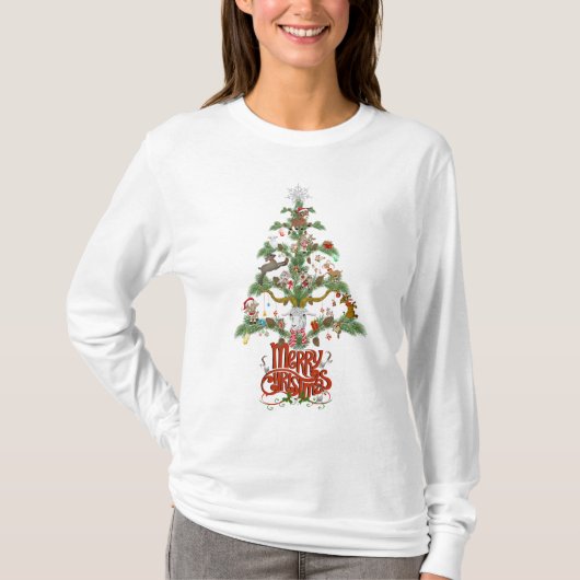 メリークリスマスヤギ愛好家のギフトクリスマスツリー Tシャツ (正面)