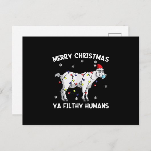 メリークリスマスヤギ顔マスクヤギSanta 案内ポストカード (正面/裏面)