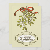 メリークリスマスヤドリギ書道ヴィンテージ シーズンカード (正面/裏面)
