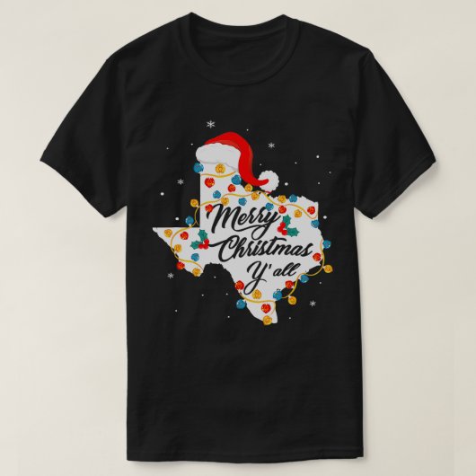 メリークリスマスヤルテキサス州州テキサンホリデーメンズ Tシャツ (デザイン正面)