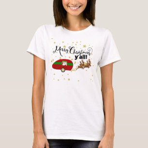 メリークリスマスヤールタイポグラフィ&サンタ石板 Tシャツ