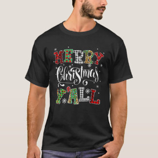メリークリスマスヤールヒョウ水牛プレイドパジャマ Tシャツ