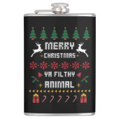 メリークリスマスヤ汚い動物の醜いクリスマス フラスク (正面)