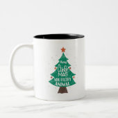 メリークリスマスユズ汚い動物のおもしろいクリスマス ツートーンマグカップ (左)